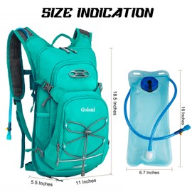 Mochila de hidratación para senderismo con vejiga de agua de 2 l, (azul claro)