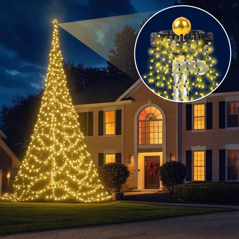 Christmas Tree Flag Pole Mega Topper Light Hook, Flag Pole
