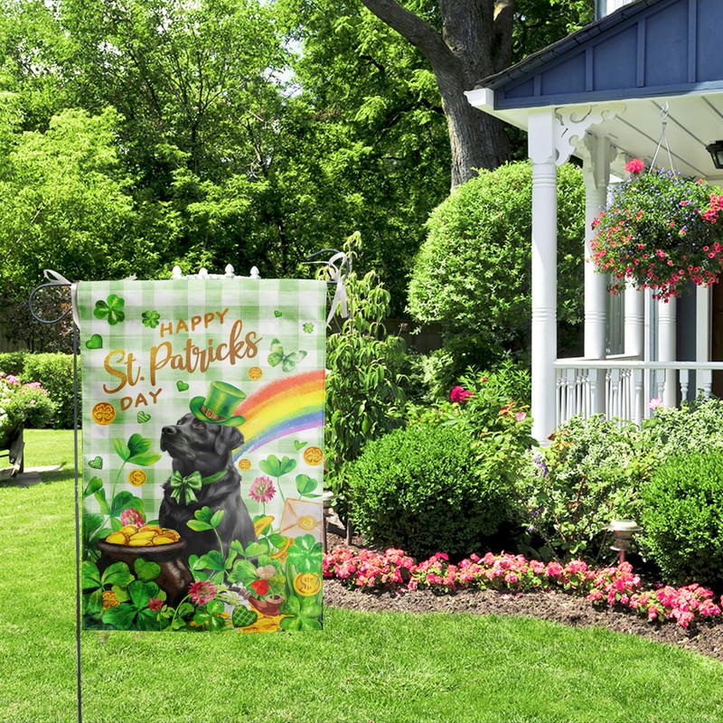 Black Lab St Patricks Day Garden Flag Labrador Dog St