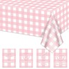 4 Pack Pink Gingham Tablecloths, Pink and White Checkered Tablecloths