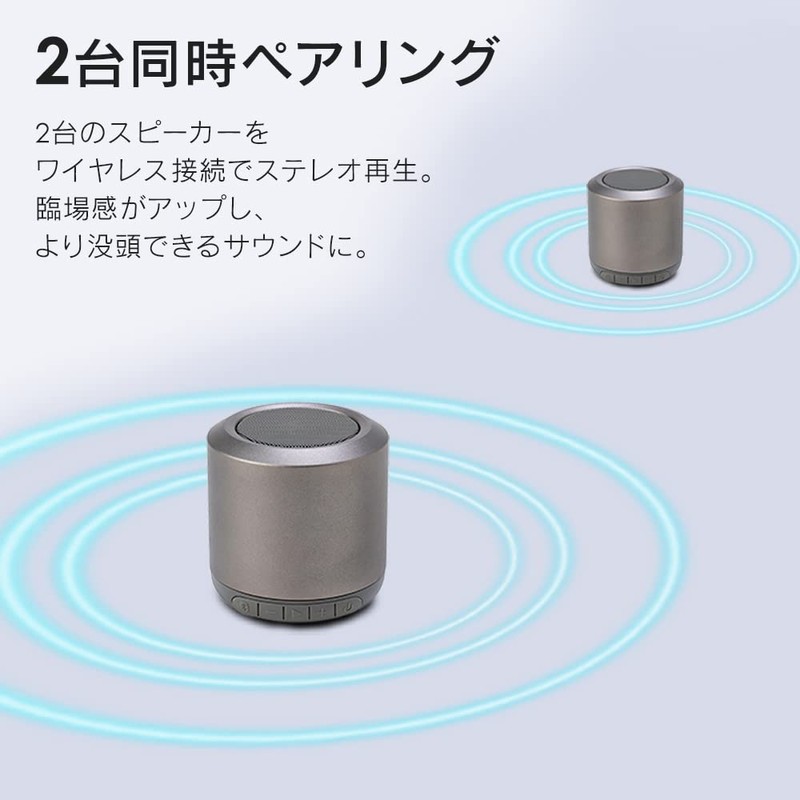 Iris Ohyama BTS-101-HGY Bluetooth 5.3 Speaker, Small, 2 Devices Simultaneous