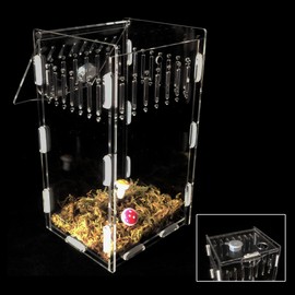 5x4x8 inch Magnetic Acrylic Reptile Case, Vertical Transparent Tarantula Enclosure Tank, Micro Habitat Terrariums Suitable Insect, Snails, Hermit Crabs, Lizards, Frogs, clear, Vertical：5x4x8(LxWxh)in