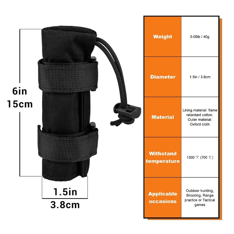 Pvnoocy Tactical Silencer Protective Cover, 3.8 cm x 15 cm,