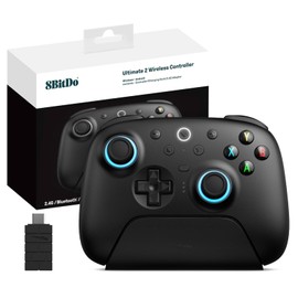 8Bitdo Ultimate 2 Wireless 2.4G Controller (TMR Joystick Update), Star-Ring RGB Lights, Adjustable Trigger Locks, Gamepad with Charging Dock for Windows PC, Android (Black)