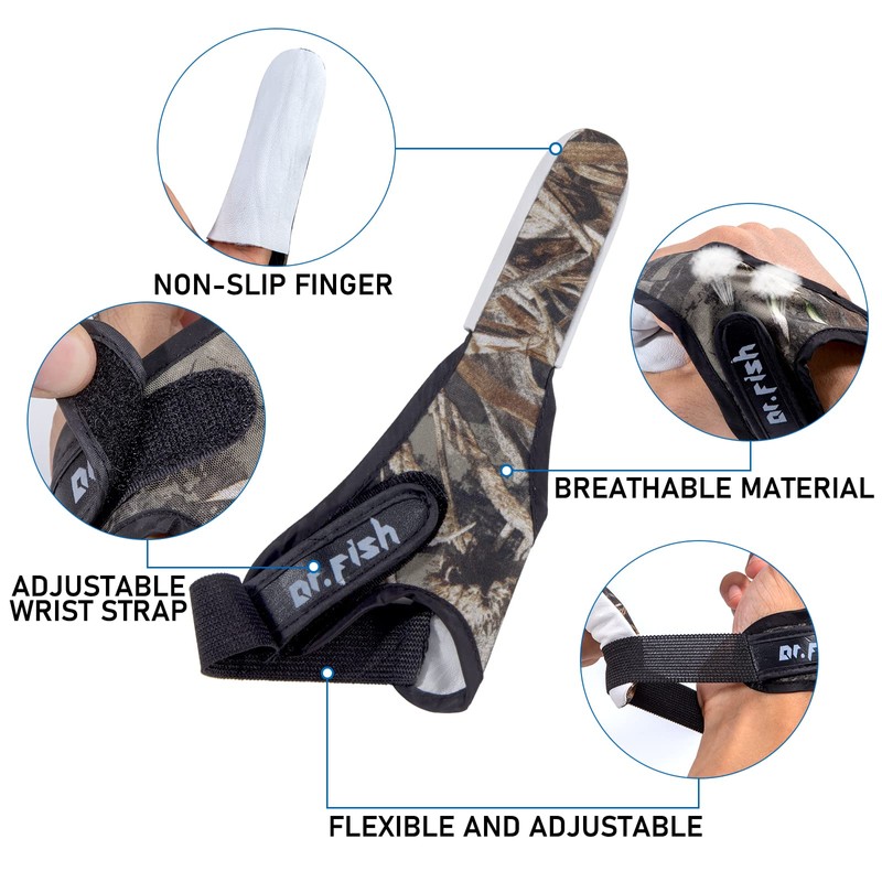 Dr.Fish 2 Pieces Fishing Gloves Casting 2 Finger Index Finger