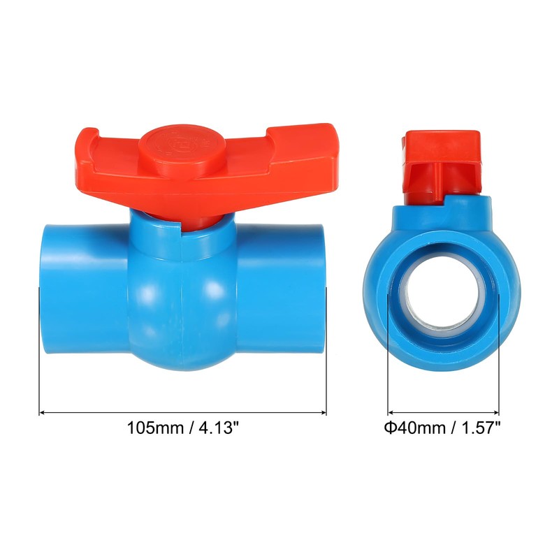PATIKIL 40mm 1-1/2" ID PVC Ball Valve, 2 Pack Socket