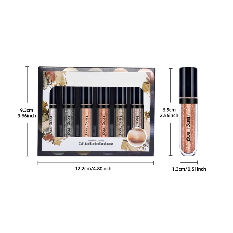6 Pcs Liquid Glitter Eyeshadow Makeup Set Shimmer Metallic Eyeliner