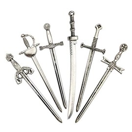 12pcs Craft Supplies Antique Silver Swords Knife Bookmark Charms Pendants for Crafting, Jewelry Findings Making Accessory for DIY Necklace Bracelet (M183)