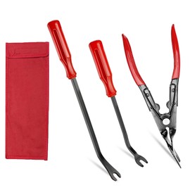 Clip Removal Tool, 3 Pcs Auto Clip Pliers Set & Fastener Remover, Car Trim Rivet Removal Pry Tool, Auto Upholstery Combo Repair Kit with Storage Bag for Car Door Panel Dashboard