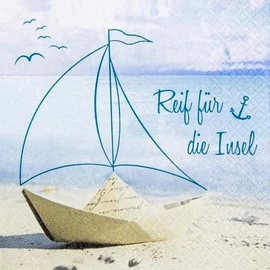 20 Napkins Mature for the Island - My Sailing Boat | Maritime | Sea | Holiday | Summer | Saying | Table Decoration | Decoupage Technique 33 x 33 cm