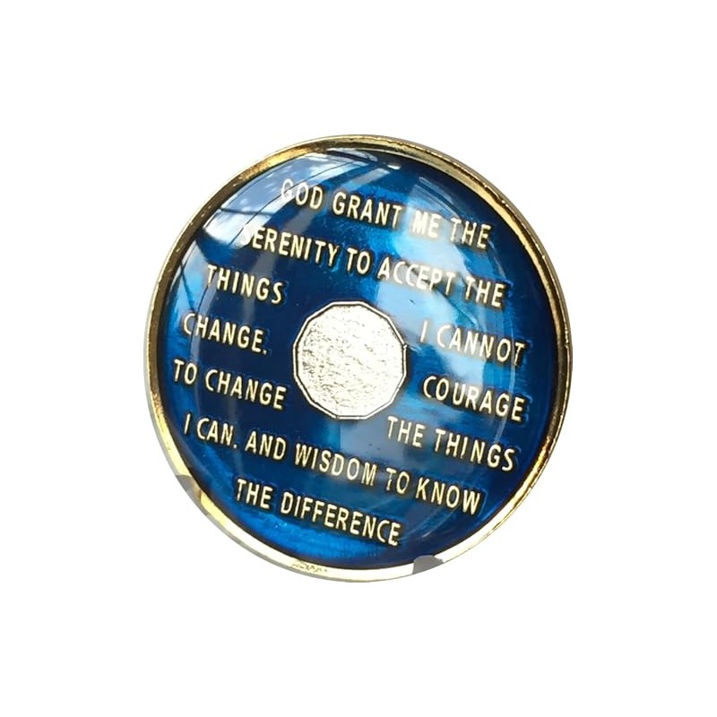 24 Hours AA Medallion Metallic Midnight Blue Tri-Plate Sobriety Chip