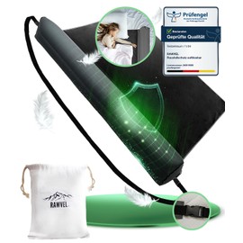 RAWVEL® Rausfallschutz aufblasbar 180cm Premium - [NEU 2025] - passend für alle Betten Zuhause & auf Reisen - Rausfallschutz Bett Reise BPA Frei & Laborgeprüft + Nylongurt (1er Set)