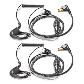 HYS G-Shape Security Headset with Microphone PTT Earpiece Compatible with Motorola DP1400 CP040 CP88 GP300 Hyera Minland G15/G18 2-Pin Walkie Talkie (Pack of 2)