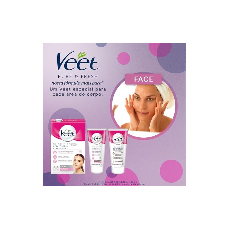 Veet Pure & Fresh Kit de Depilación Facial para Piel