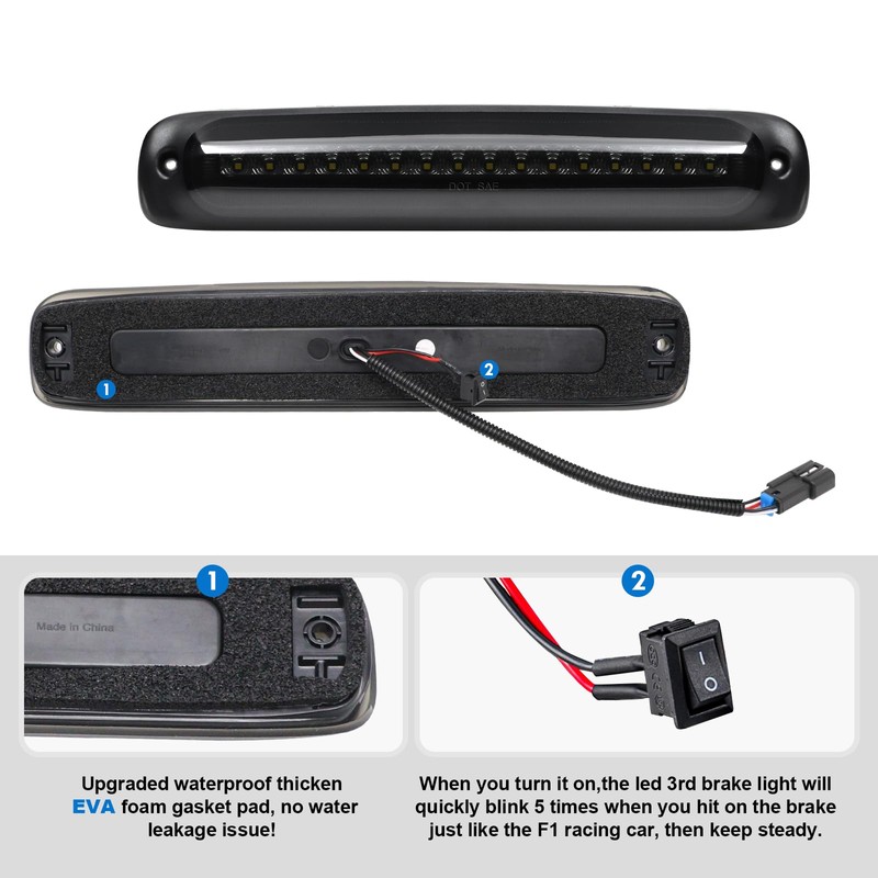 SHINEFIT LED 3rd Brake Light Replacement for 1999-2006 Silverado Sierra
