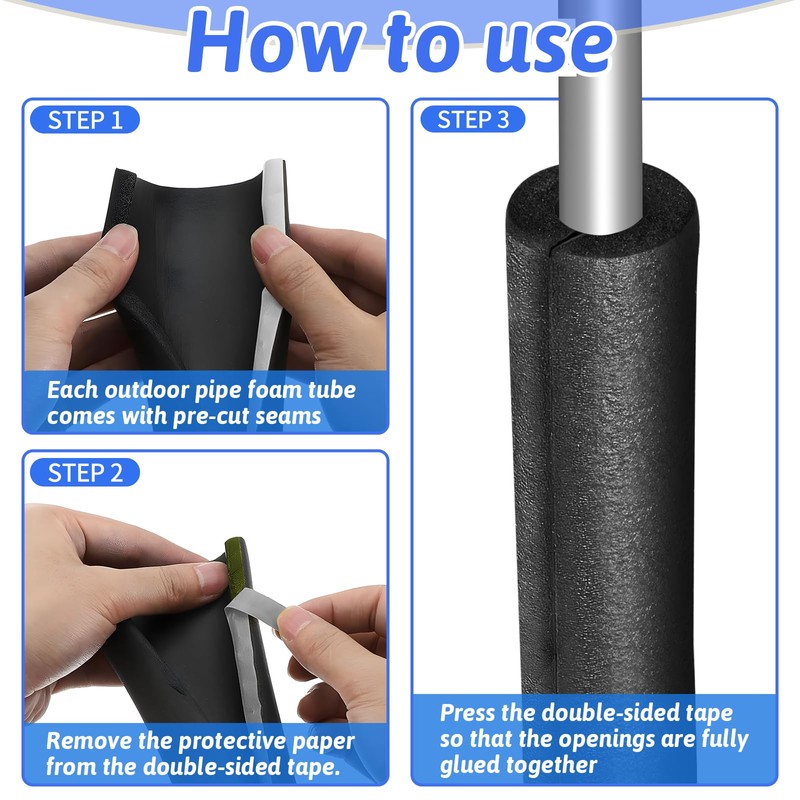 16 Pack Pipe Insulation Foam Tube, 3/4'' Self Adhesive Pre