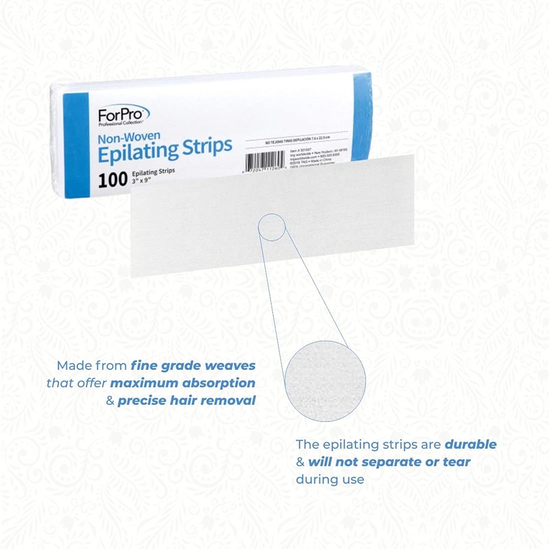 ForPro Professional Collection Non-Woven Epilating Strips, White, Tear-Resistant, Pre-Cut Strips