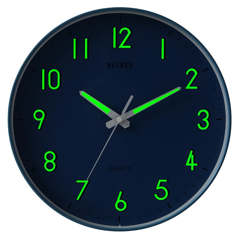MEIRED Night Light Wall Clock 12 Inch Silent Non Ticking