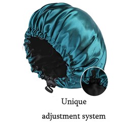 Pack of 2 Women's Satin Sleep Cap Silk Cap for Curly Hair, Waterproof Satin Hair Cap for Sleeping Extra Large Double Layer Adjustable Satin Hood for Women