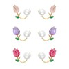 MAQVQLU Tulip Pearl Stud Earrings - Front and Back Earrings