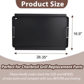 BMMXBI Griddle Insert for Charbroil Commercial Tru Infrared Gas Grils, Flat Griddle for Char-broil 463276016 463439915 466242715 466242815 Grills Plate, G533-0009-W1 Grates Replacement Parts