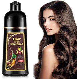 Champú Instant Hair Color para Cabello,hair dye shampoo, Champú Tinte Instantáneo 3 En 1 Fórmula Suave Que contiene Ingredientes Naturales,shampoo tinte, Adecuado Para HombresY mujeres (Marrón oscuro)