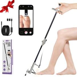 LookFox HD 내시경 및 LED 조명, 32인치 접이식 알루미늄, 조절 가능한 지지 다리, 두꺼운 손톱을 위한 스테인리스 스틸 칼날, 노인, 과체중 사용자를 롱 핸들 발톱 LookFox HD Endoscope with LED Light, 32" Foldable Aluminum, Adjustable Support Leg, Thick Nails Stainless Steel Blade, Long Handle Nail Clippers for Elderl