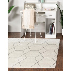Unique Loom Trellis Frieze Collection Area Rug - Geometric (10' Square, Ivory/Gray)
