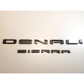 GMC 4pc set Matte Black Door/Rear DENALI Sierra Emblem GMC Sierra 1500 2500hd 3500hd