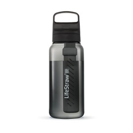 LifeStraw Go Series — BPA-Free Water Filter Bottle for Travel and Everyday Use Removes Bacteria, Parasites and Microplastics, Improves Taste, 1L Nordic Noir