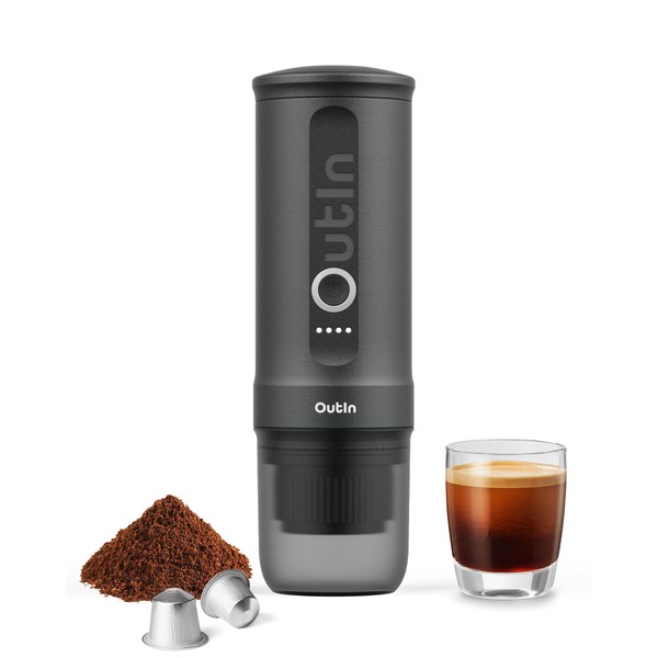 Outin Nano Portable 20 Bar Electric Espresso Machine, Self-Heats in