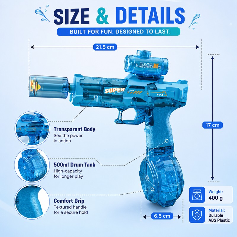 Electric Water Gun for Outdoor Play – Rechargeable Automatic Water