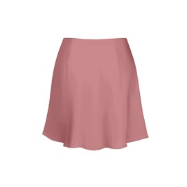 ALCEA ROSEA Women's Elegant Silky Satin Mini Skirt High Waist Short Skirt Leopard Print Mini A Line Skirts for Women 7805 (Dusty Rose，XL