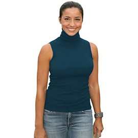 Sunfaynis Women's Soft Cotton Mock Turtleneck Shirt Baselayer Tops Underwear Shirt (Dark Cyan, XL)
