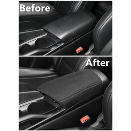 JUIVEEL 1 Piece Car Armrest Cushion Pad Memory Foam Center Console Armrest Cover Cushion Compatible with 2022 Hyundai Elantra N line Accessories(Blue Line Stitches)