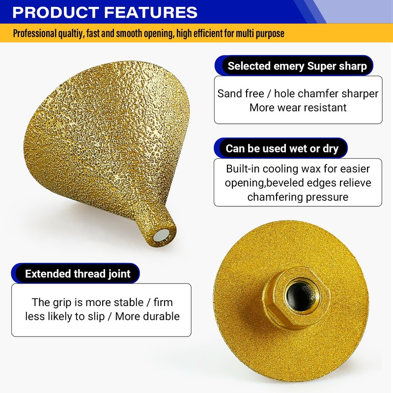 LOZLIN 2" Diamond Beveling & Reaming Wheel with 5/8-11 Arbor