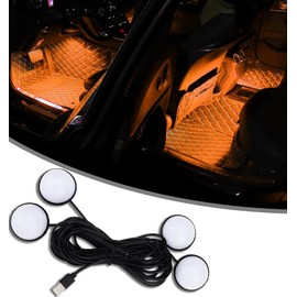 Car Interior LED Lights,Car Accessories, Automotive Ambient Neon Light Kit with USB Port, Gifts for Men and Women, 4 in 1 Decoration Lights for Car, Garden, Home, Party (Orange)