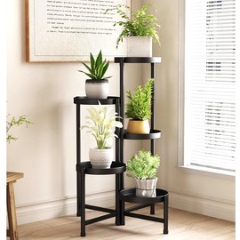 5 Tier Metal Plant Stand, Heavy Duty Corner Plant Holders Indoor Outdoor, Flower Pot Holder Display Rack for Patio Balcony Garden Living Room Bedroom
