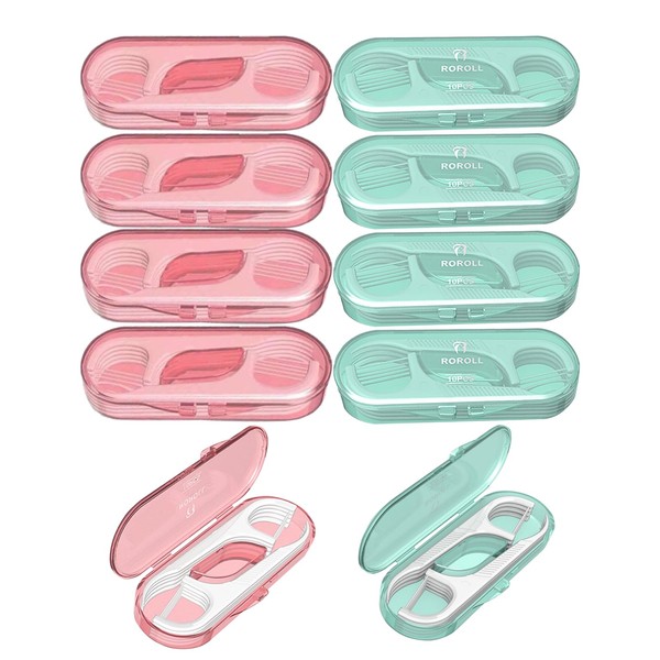 10 Pieces Holy Rose Travel Dental Floss Case-Micro Floss ToothPicks-Portable