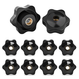 FYting Star Grip Nut M10, 10 Pieces Knurled Nut M10 Star Grip Nut Clamping Knob Black Plastic Grip Nuts Internal Thread Clamping Knob for Mechanical Equipment Industrial Equipment 38 mm