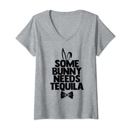 Womens Some Bunny Needs Tequila TShirt Gift Easter Drinking V-Neck T-Shirt