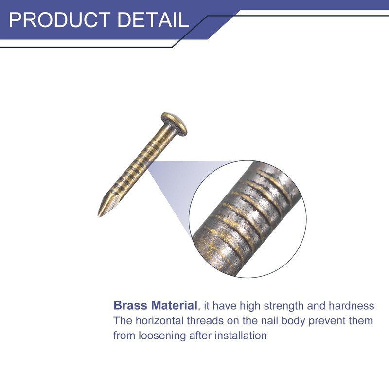 sourcing map 120 Pcs Small Tiny Nails 1.2mmx10mm(DXL) Tiny Brass
