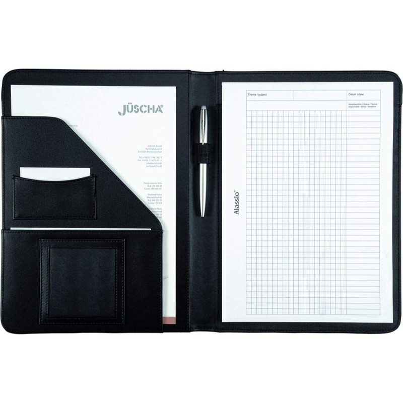 Alassio Conference Folder Writing Case with Pad Leather-look A4 Black