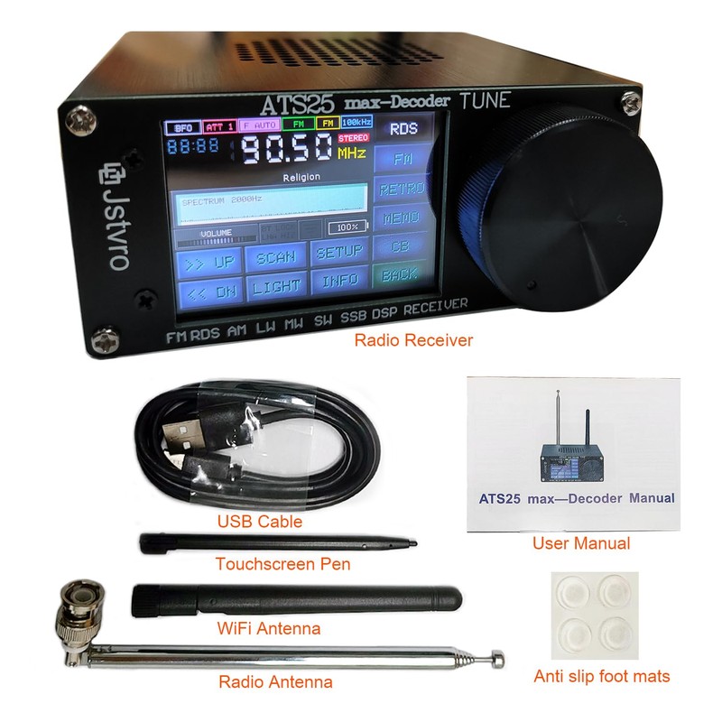 Upgraded ATS25max DECODER Portable Shortwave Radio,4.16 Version Adds CW,RTty Decoding