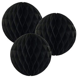 Paper Honeycomb Balls (Pack of 3) Christmas Tree Decorations Birthday Wedding Baby Shower (12" (30cm), Black)