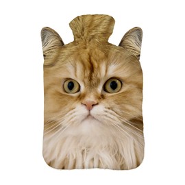 Hot Cold Water-Bottle with Soft Fleece Cover Water-Bag 2 Litre Cat with Ears [092]