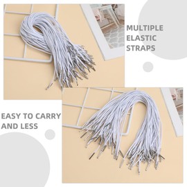 Operitacx 150Pcs Elastic Barbed Cords with Metal Ends, Stretch Loop Band Lanyard Thread String Extender Strap for Mask, Hat, DIY Crafts, Party