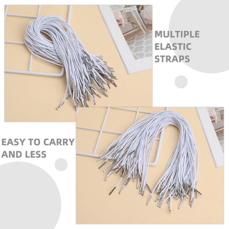 Operitacx 150Pcs Elastic Barbed Cords with Metal Ends, Stretch Loop