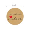 SBlabels 1" inch Round Natural Kraft Handmade with Love Stickers/1000