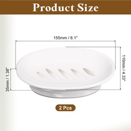 sourcing map Soap Container, 2Pcs 15.5x11cm Plastic Soap Dish with Drain, Removable Double Compartment Soap Holder for Bathroom, Shower, Kitchen (White)